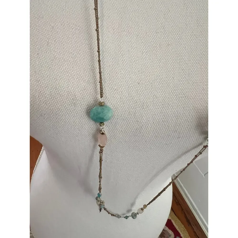 Nakamol Handcrafted Goldtone & Stone Long Layering Necklace
